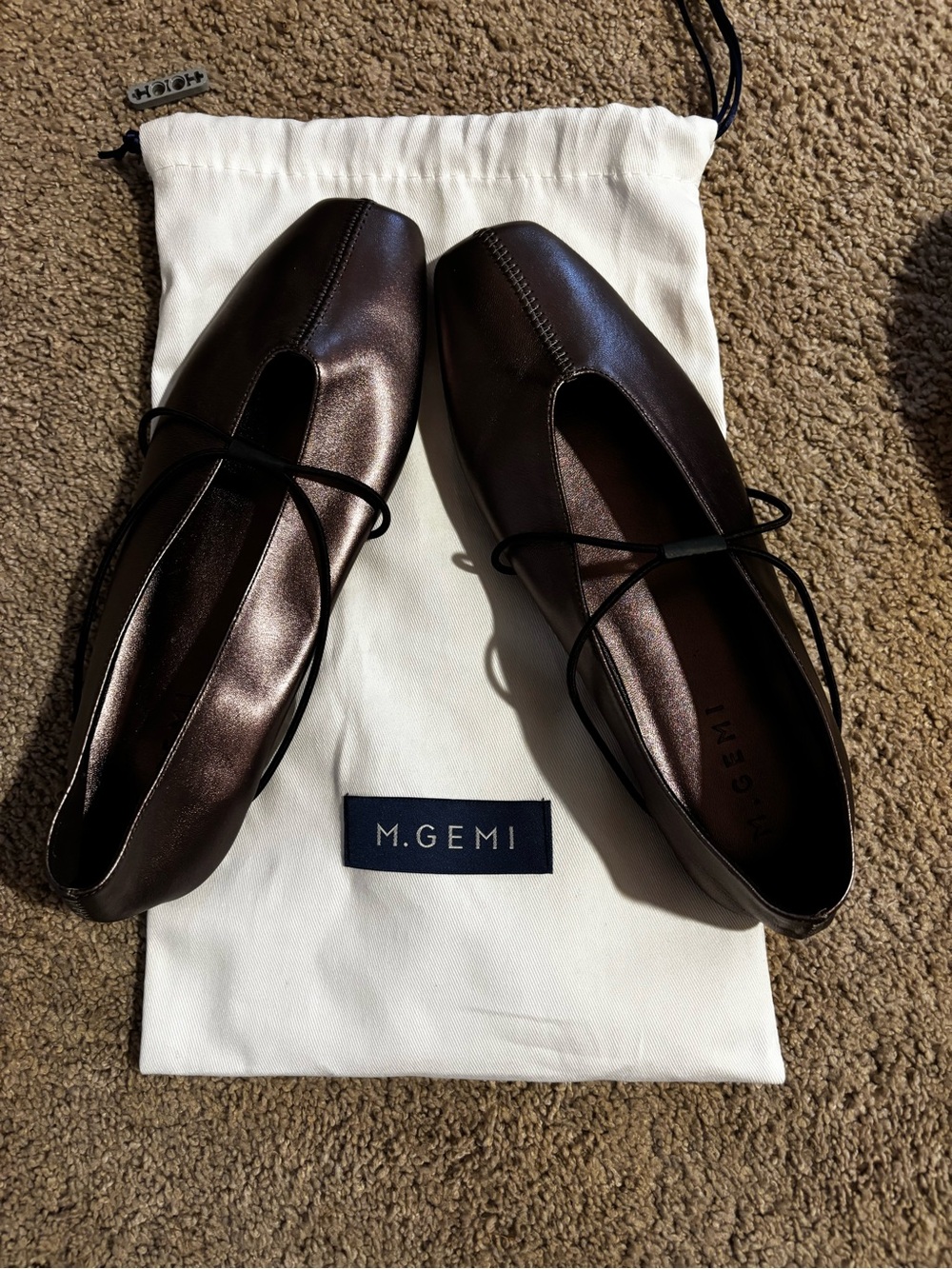 M. Gemi Womens Dark Brown (Brass almost) Leather Slip-On Ballet Loafers